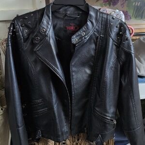 Yoki Studded Black Leather Jacket